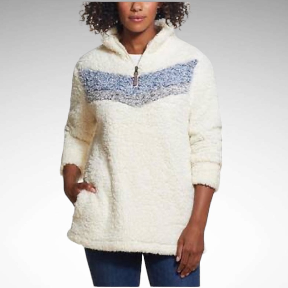 Weatherproof Vintage Faux Fur Quarter-Zip Jacket Long Sleeves